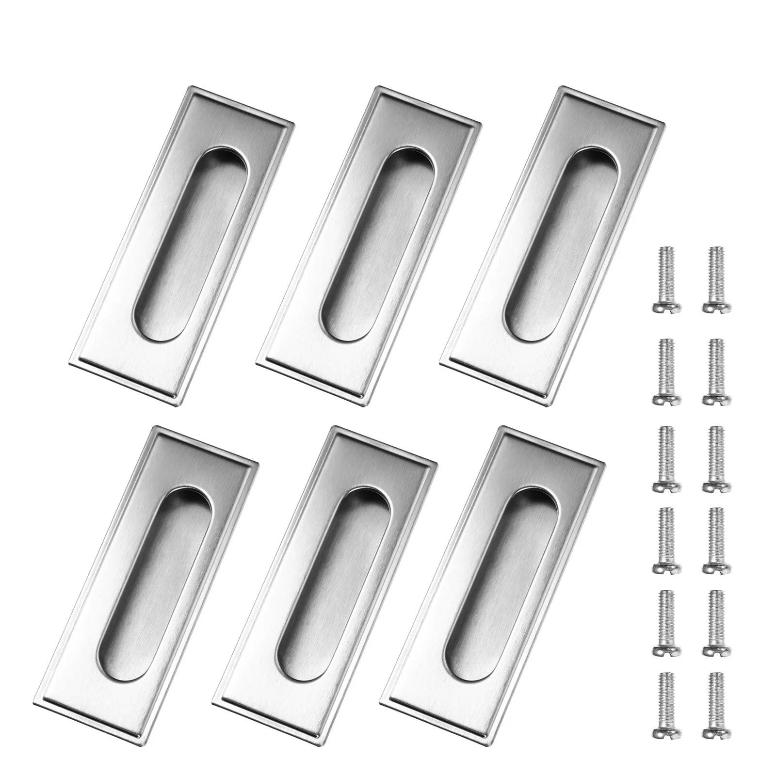 

6Pcs Simple Design Wardrobe Pull Handle Stainless Steel Cabinet Door Embedded Furniture Handle for Home Storage Smooth Finish