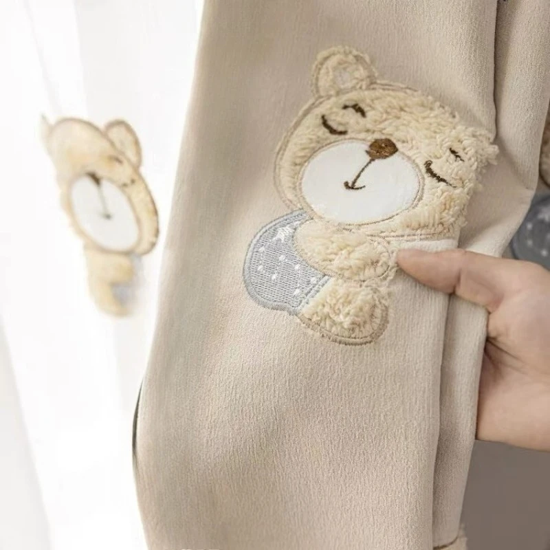 Children's Embroidered Curtains with New Cotton and Linen Cartoon Three-dimensional Embroidery Hugging Teddy Bear Curtains Decor