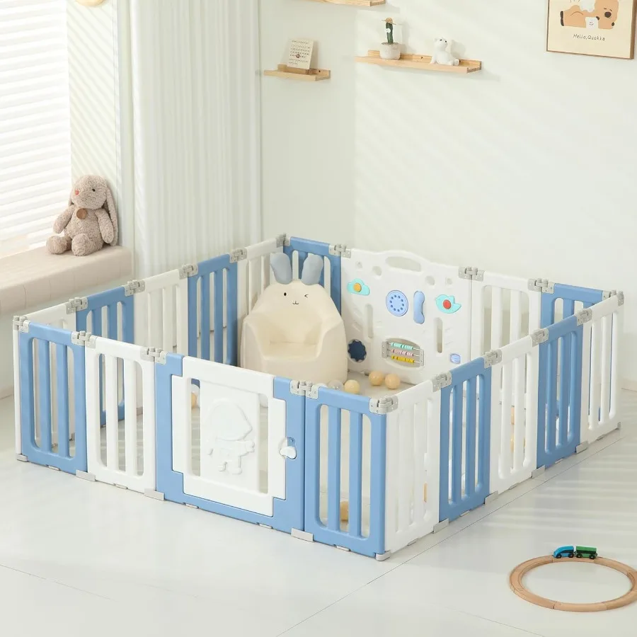 18 Panels Baby Play Pen Extra Large Baby Playpen Foldable Astronauts Play Pens for Babies and Toddlers Adjustable Portable Fenc