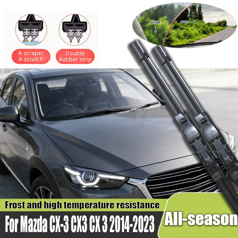 

2pcs Front Windshield Wiper Blades Windscreen Wipers For Mazda CX-3 CX3 CX 3 2014-2023 2017 2018 2019 2020 2021 2022 2023 2024