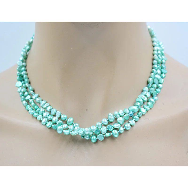 

Ожерелье из 3 нитей натурального жемчуга в стиле барокко диаметром 4 мм, 18 дюймов.