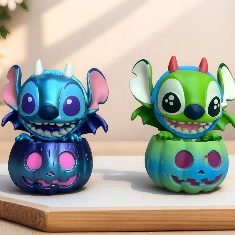 Poupée Disney Mickey Stitch, citrouille, Halloween, ornements de bureau, boîte aveugle, cadeau, beau dessin animé mignon, nouveau Style, Niche