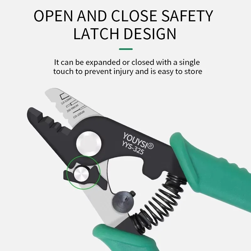 YOUYSI 3-port Fiber Stripper Fiber Stripping Pliers / Wire Strippers Three Hole Stripper Plier لأداة ميلر الصلب #2