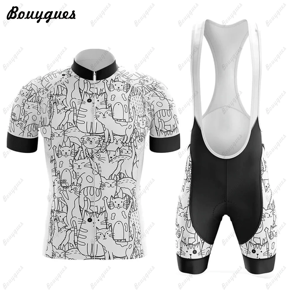 New Catzilla-Taco Cat-White Cat- Men's Cycling Kit  Cycling Jersey Set Breathable Team Racing Sport bicicleta Bicycle Jersey