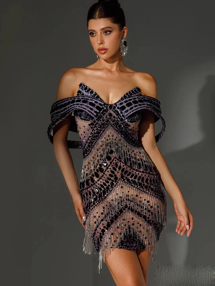 Hoge kwaliteit hot stamping sexy jarretel elastische jurk 2025, nieuwe mode op maat gemaakte dameskleding