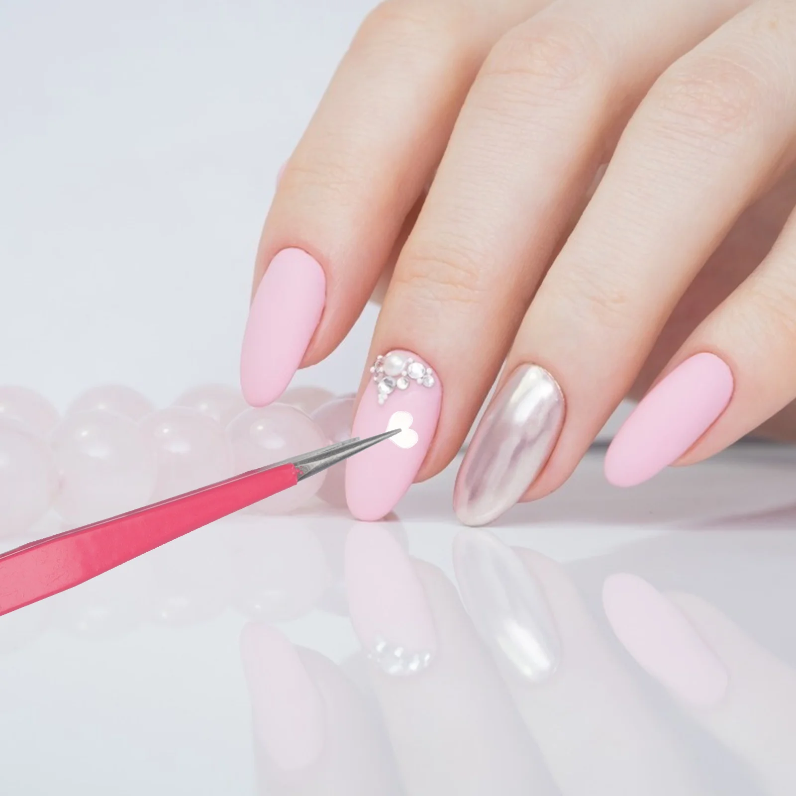 3 قطعة مانيكير برأسين الملقط متعددة الوظائف مسمار الفن ملصق مائي الضغط أداة الوردي الحرفية الملقط مانيكير أداة #3