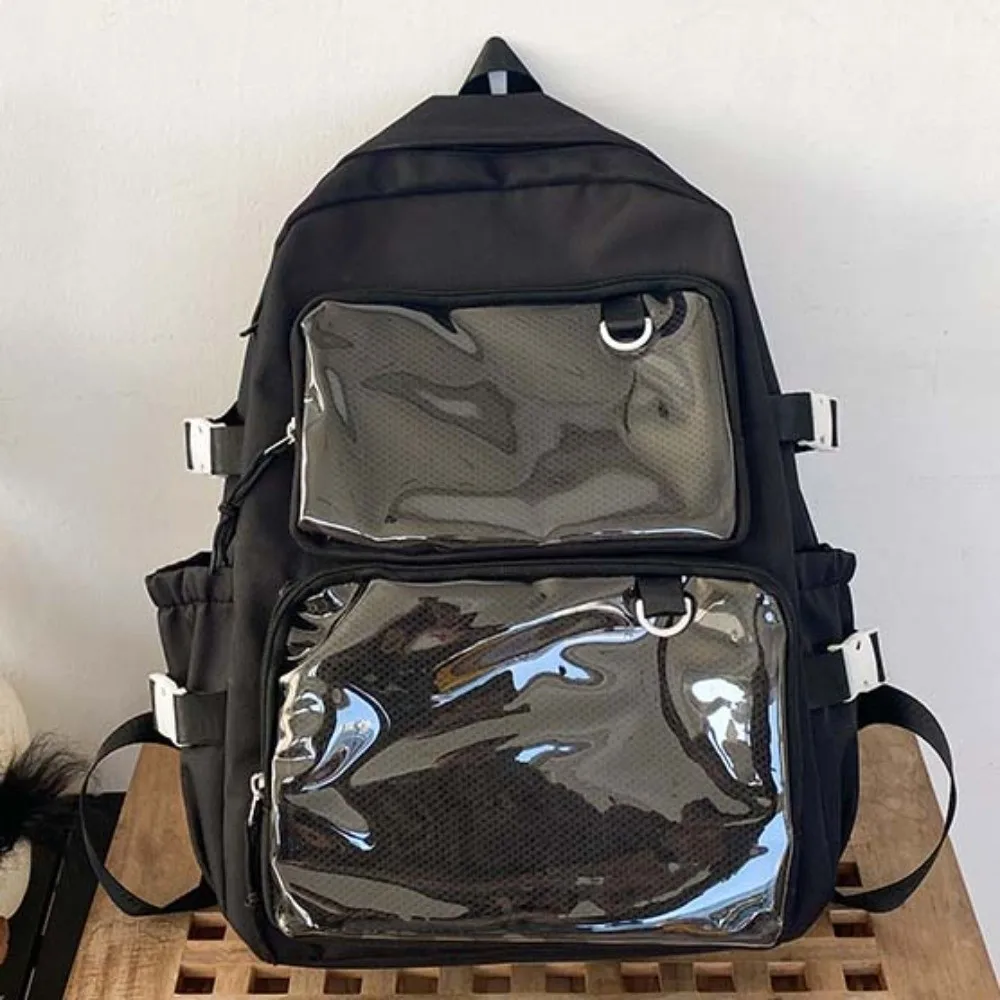 Einfarbiger Nylon-Ita-Rucksack, staubdicht, transparent, Schultasche für Schüler, strapazierfähig, kratzfest, großer Tagesrucksack. – Detail 6