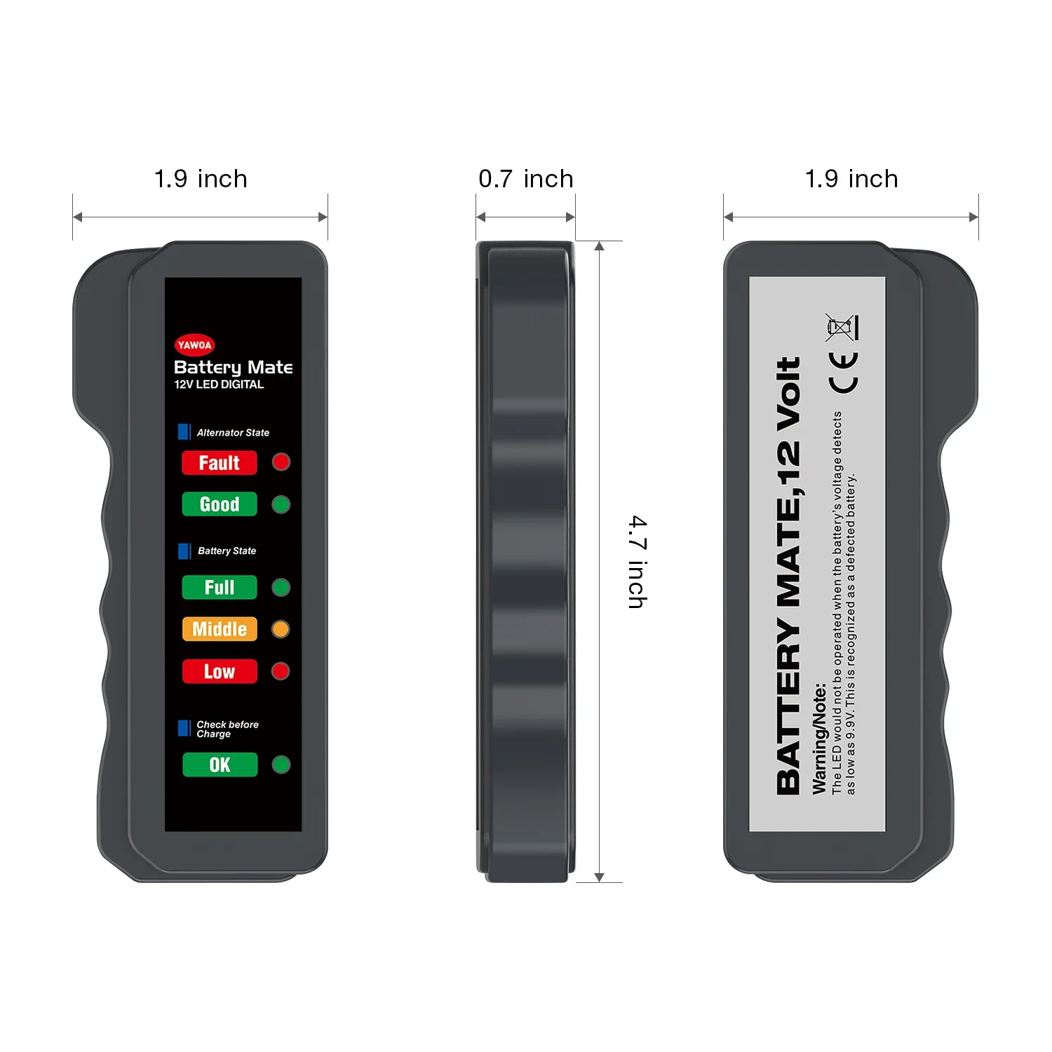 Portable Mini Automotive Battery Tester 12V BM310 BM320 with Testing Clips/Cigarette Lighter,Car Battery Health Status Detection