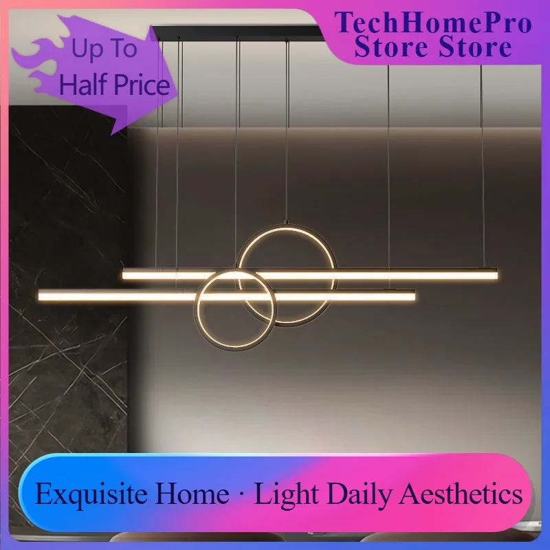 TechHPRestaurant Chandelier Modern Minimalist Creative Personality Minimalist Office Strip Lamp Nordic Light Luxury Led Bar Lamp