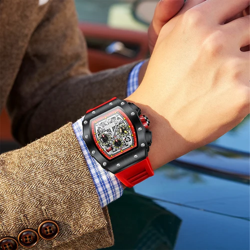 Imagen 2 del producto Reloj de moda para hombre ONOLA, diseño único, relojes mecánicos automáticos multifuncionales, reloj de pulsera resistente al agua con cinta para hombre