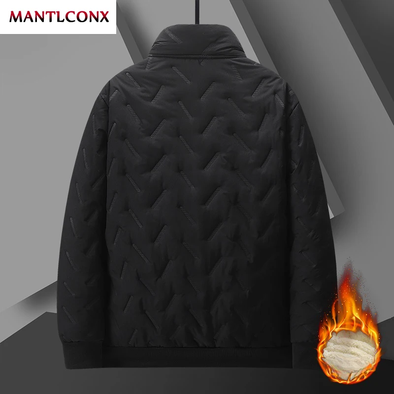 Fleece-gefütterte Jacke Herren Mode Herbst Winter Jacke Herren Mantel Lässige Winter Büro Kleidung Wattierte Parka Oberbekleidung Herren 2026 – Detail 7