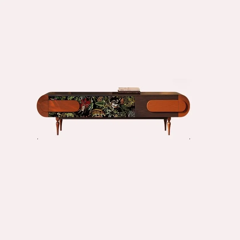 

French retro TV cabinet storage locker integrated small apartment living room antique TV cabinet