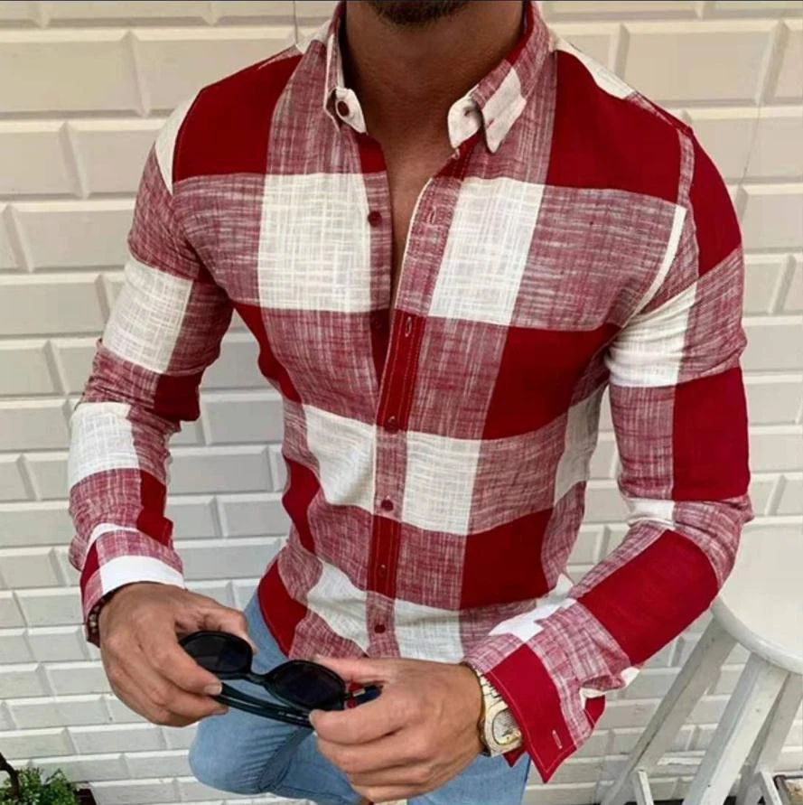 New Autumn Elastic Color Series Square Long Sleeved Shirt Business Casual Lapel Single Breasted Shirt MB12