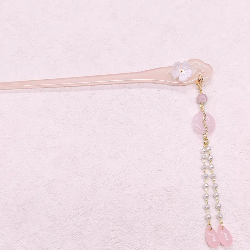 Заколка для волос из ацетата с цветочной кисточкой, женская заколка для волос в древнем стиле, заколка для волос, головной убор Hanfu и аксессуар для волос