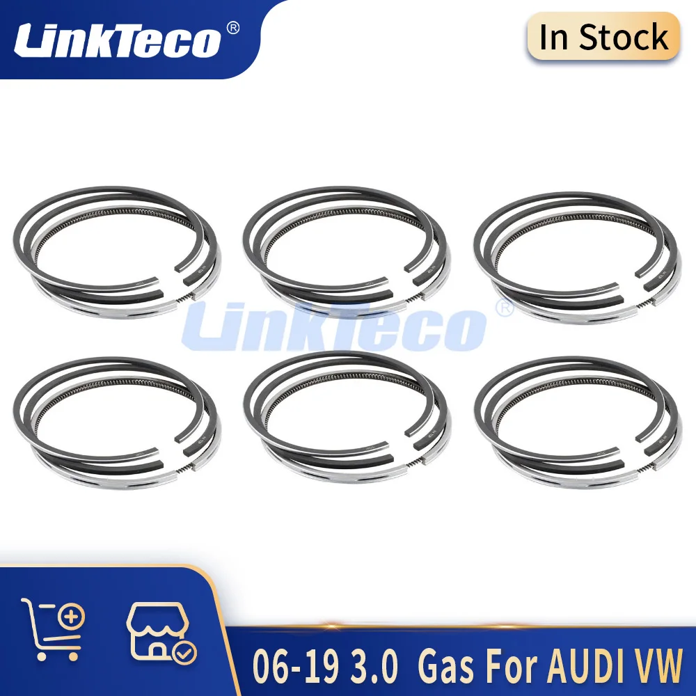 6pcs STD Auto Engine Parts Piston Rings Set Fit Kit 06-19 3.0 L T Gas For AUDI VW A4 A5 A6 A7 A8 Q5 Q7 TOUAREG 3.0L 3.0T 6x TFSI