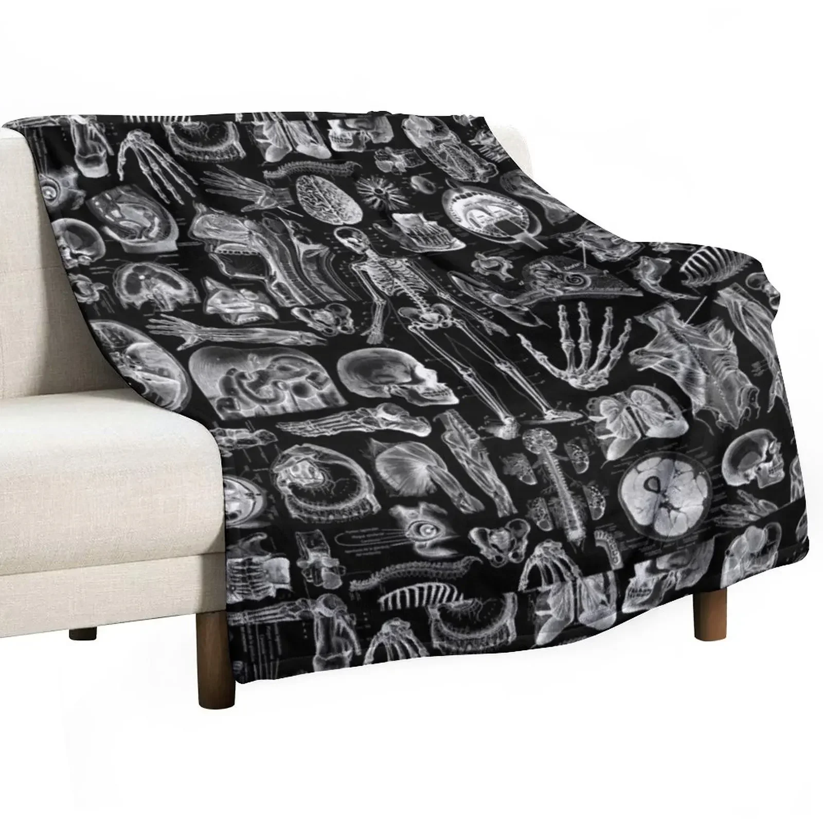 

Human Anatomy Black Print Throw Blanket halloween manga Blankets