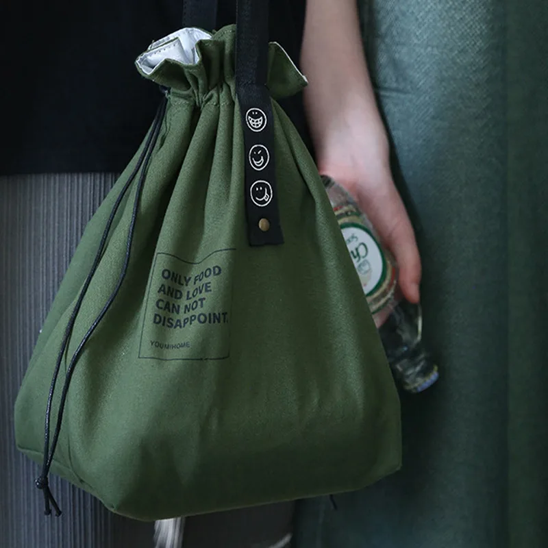 Leinwand Mittagessen Tasche Bento Box Handtasche Outdoor Tragbare Picknick Abendessen Container Schule Frisch Halten Lebensmittel Lagerung Tote Zubehör – Detail 10