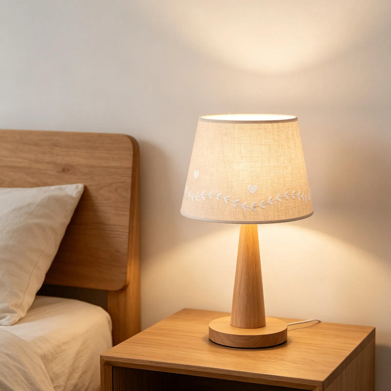 Linen Lampshade Drum Lamp Shade Vine Embroidery Table Lamp Cover E27 E14 6.5 High 8.7 Bottom 6.5 Top Living Room Bedroom Rustic