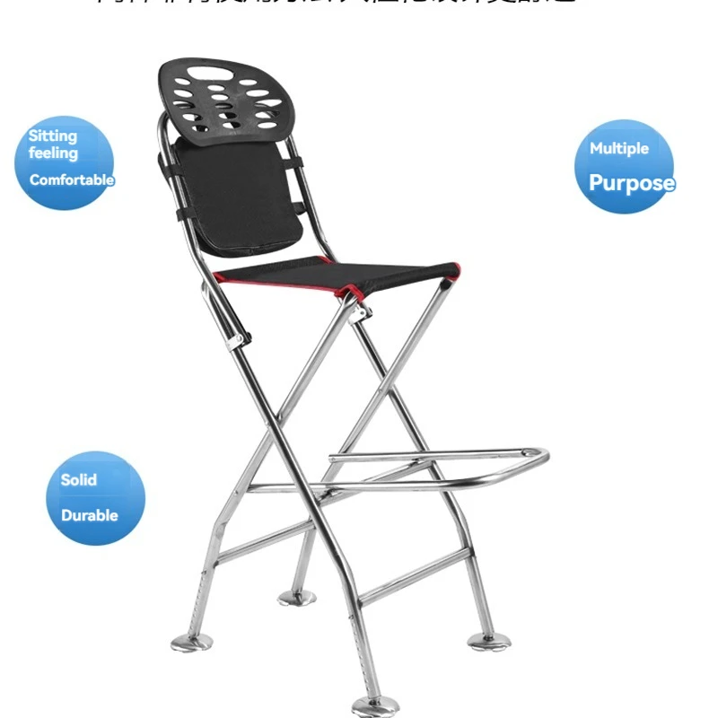 Bridge fishing chair stainless steel bridge raft fishing chair foldable portable reclining lift raft fishing chair high stool