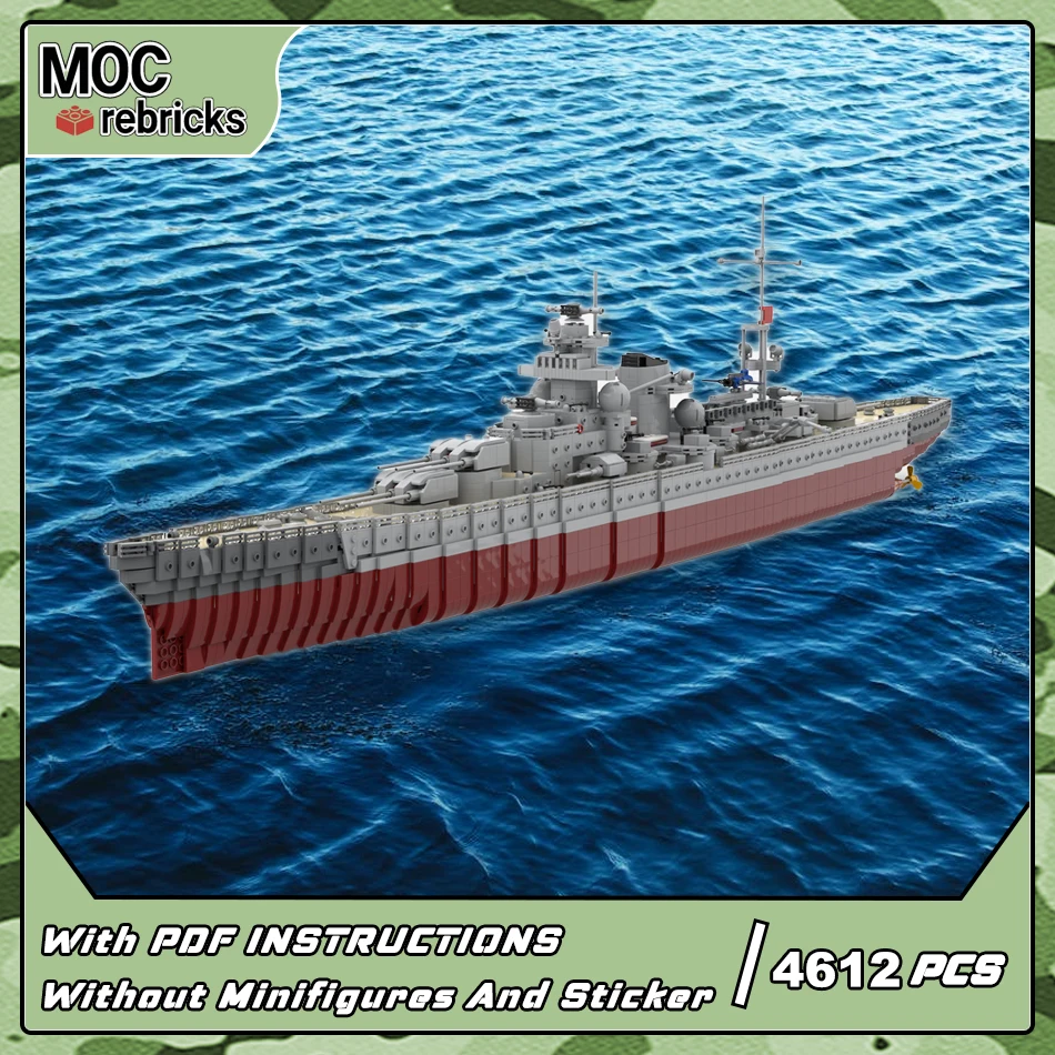 MOC-15423 Gneisenau Battleship fleet Building Block WW II German Battlecruiser Model Assembled Toy Set Kids Christmas Gifts