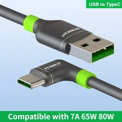 Elbow USB C Type C 7A 65W 80W 90 Degree Type-C Oppo Vivo Phone 10cm 25cm 50cm 1m Fast Charging Data Transmission Extension Cable