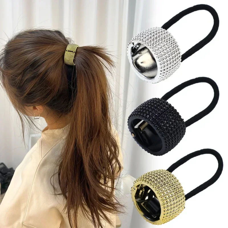 Fashion Vintage Metal Ponytail Holder Buckle Elastic Clip Hair Rope Fashion Simple Hair Ties Rings Rubber Band Hair Accessories