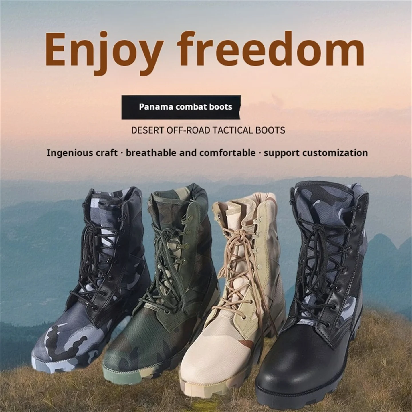 

Panama Desert Tactical Boots Men's Camouflage Hunting Boots Outdoor Off-road Training Shoes Hiking Mountaineering Boots