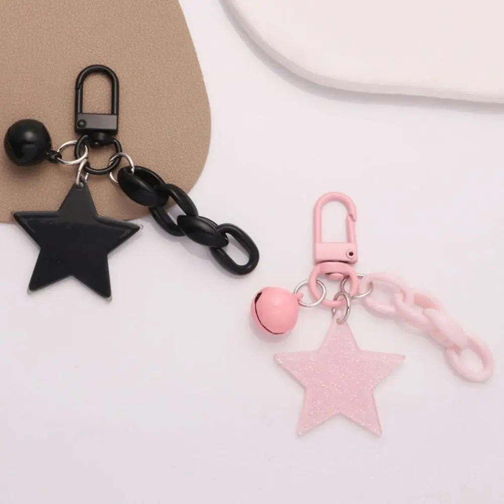 Милый-орнамент-подвеска-с-блестящими-звездами-брелок-с-розовыми-и-черными-звездами-из-мультфильмов-изысканный-брелок-для-автомобильных-ключей-с-колокольчиком-для-женщин-и-мужчин