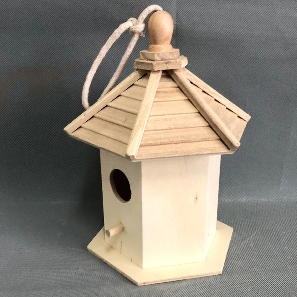

Wooden Bird House for Small Medium Birds Home Decor Hanging Nest Pet Cage Garden nament DIY Craft Outdoor Accessories