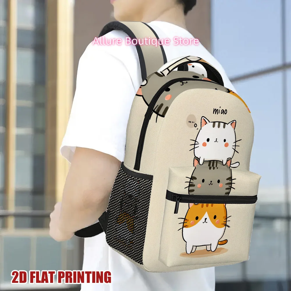 1pc Cat Stack Trio Backpack, Stylish Design, Perfect for Business Meetings and Daily Commuting, for Teenager