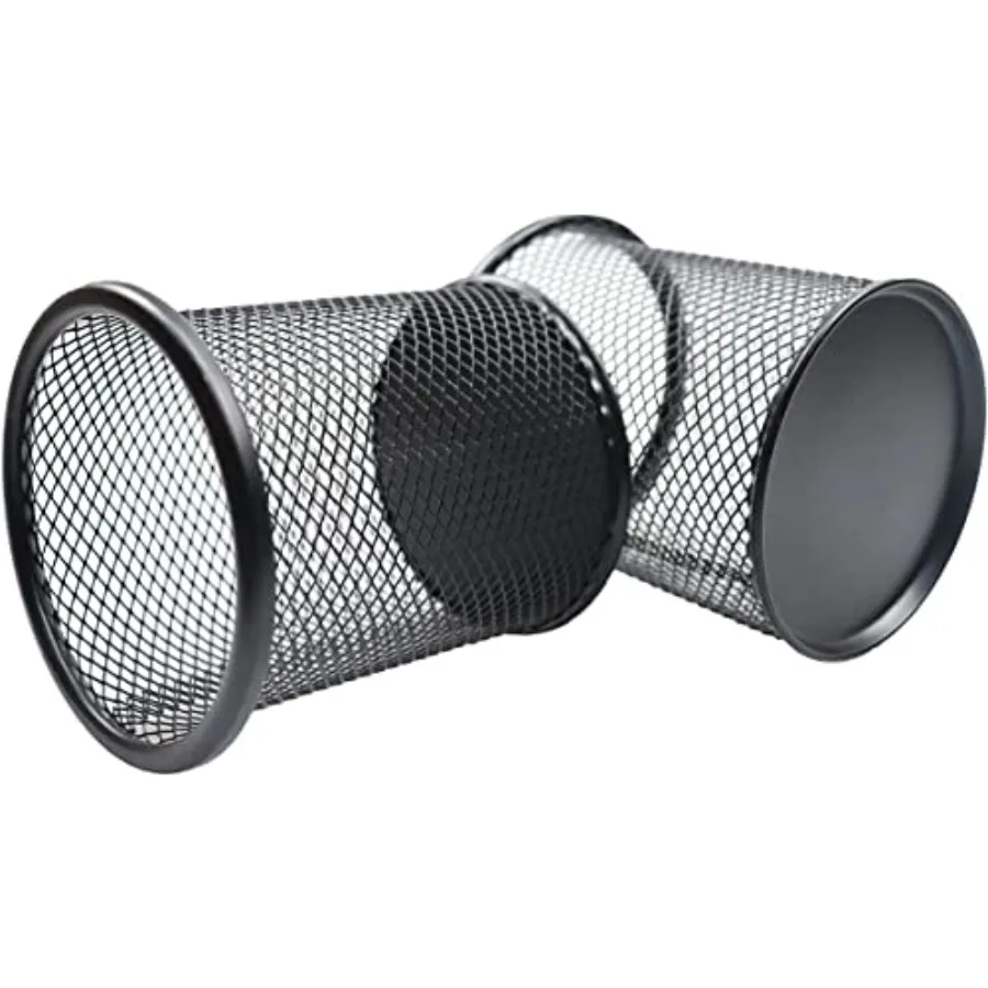 Pen Holder Mesh Pencil Holder Metal Pen Holder Cup Pencil Cup Holder for Desk Office Pen Organizer Black, 4 Pack view 2