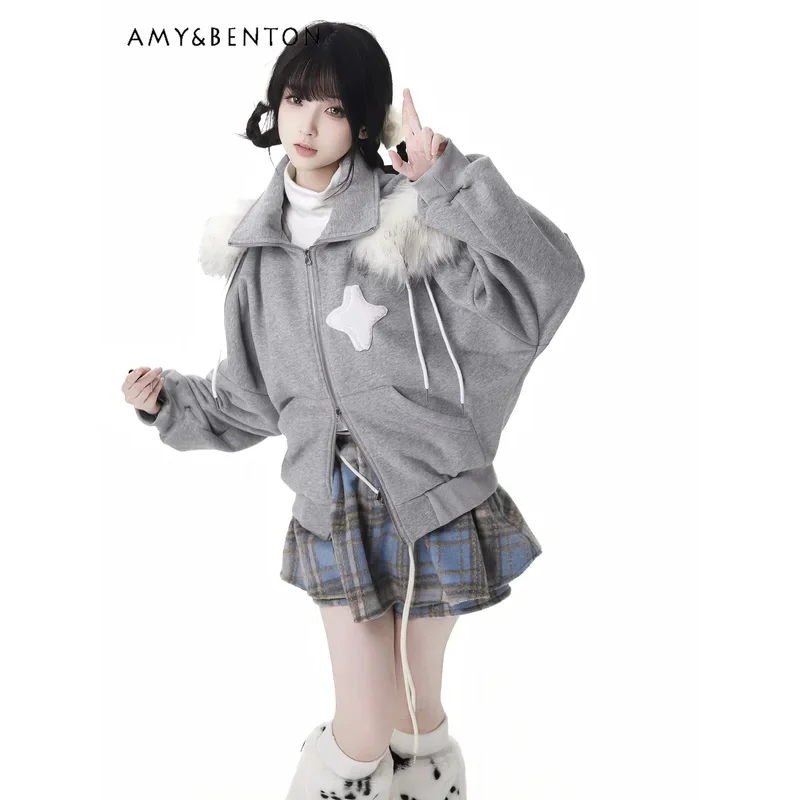 25cosfur-col-veste-a-carreaux-mode-temperament-doux-tenues-hiver-nouvelle-fille-chaude-y2k-manteau-court-jupe-en-laine-deux-pieces-ensemble-wom