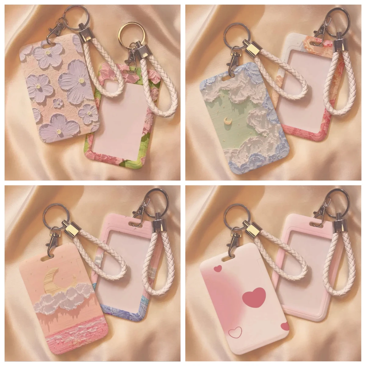 Retro Floral Card Holder for Women Cute Student Bus ID Nurse Badge Protector Cover