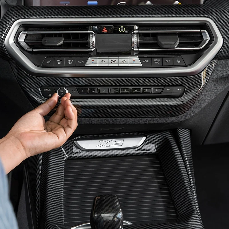 ملصقات بي إم دبليو X3 من ألياف ABS G01 X4 G02 2022 غطاء ذراع نقل الحركة المركزي وغطاء اليد الجانبي وإكسسوارات داخلية للسيارة من ألياف الكربون #3