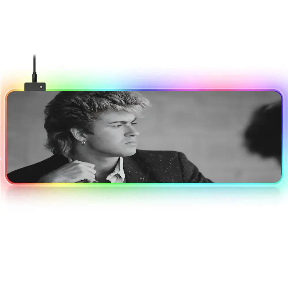 Singer G-George M-Michael MAISTO Mouse Pad RGB Large Gaming Mouse Pad Non-slip Rubber Base Keyboard Pad Extra Large Luminous LED