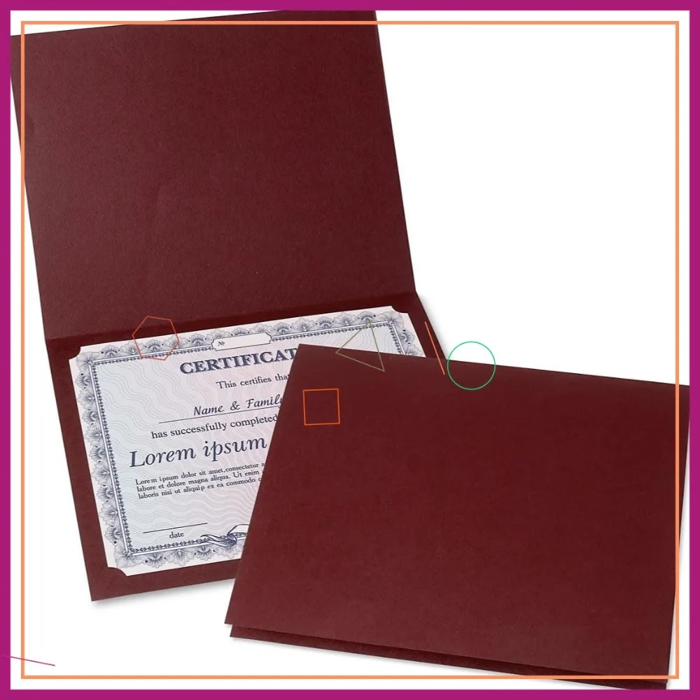 

25 Pack Burgundy Certificate Folders, Linen Cover, 80 lb. Stock, 9.5x12 inch Diploma Holder