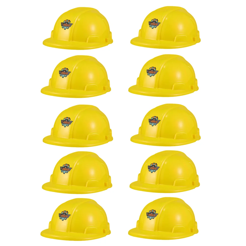 

10 Pcs Toy Party Supplies Worker Caps Boys Hats Aldult Kids Plastic Yellow Construction Toddler