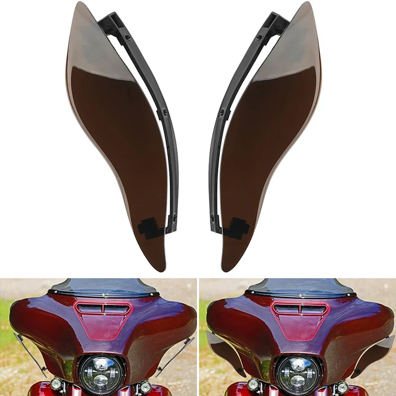 Motorcycle Adjustable Windshield Side Wing Windshield Air Deflector For Harley Electra Glide Tri Glide Street Glide 14-up