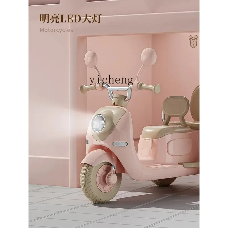 Children's Electric Motor Boys And Girls Baby Tricycle Battery Car Can Sit Chargeable With Remote Control Toy CarR25