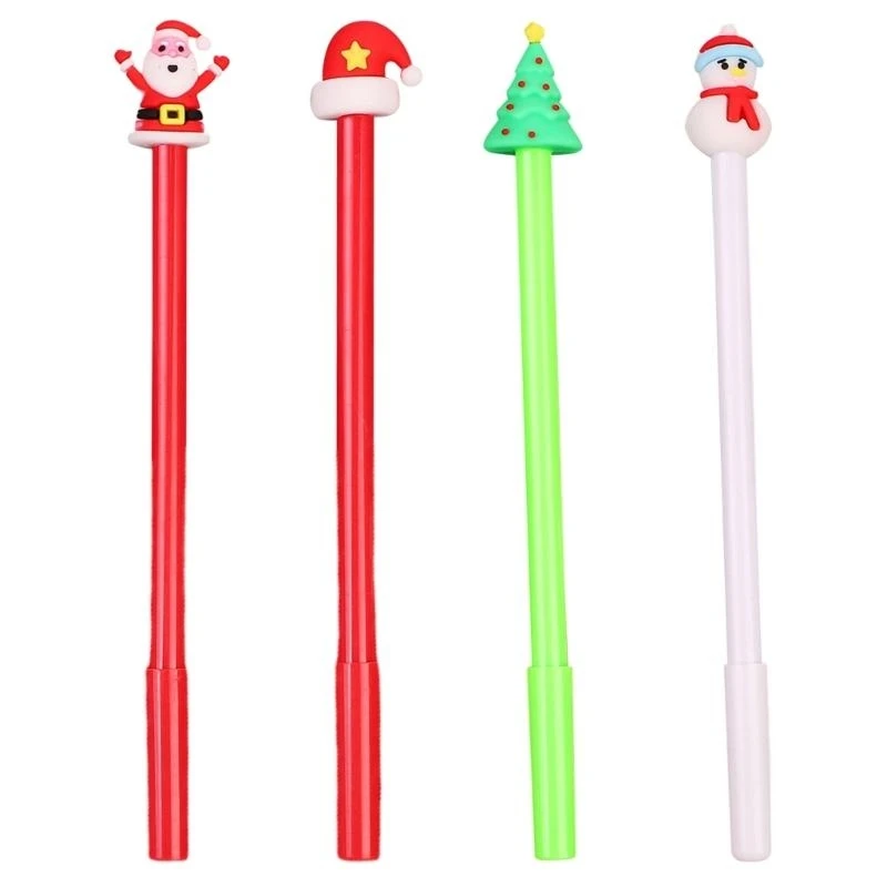  4Pcs Christmas Themed Gel Pen 0.5MM Tip Smooth to Write School Office Supplies