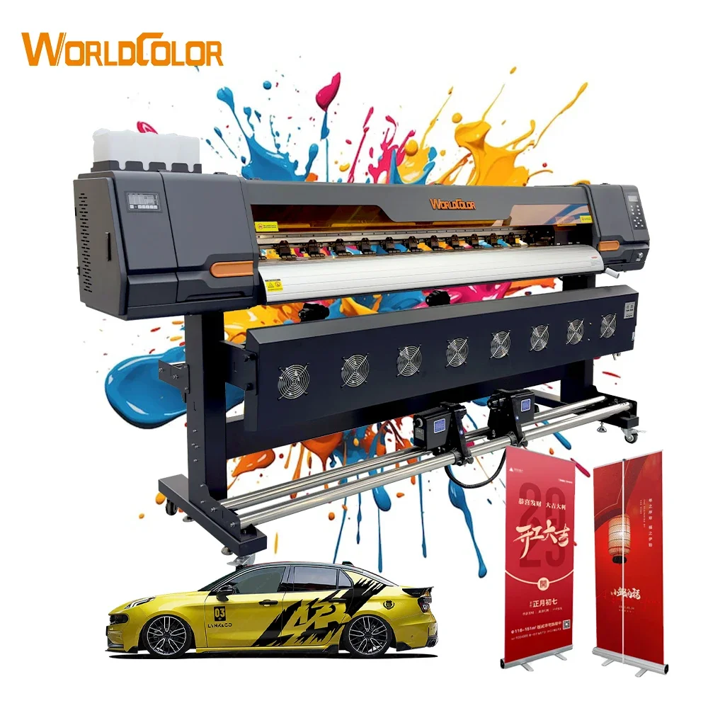 Worldcolor High Quality 6 Feet Wide Format Inkjet Printer 2 Heads i3200 Eco Solvent Printer for Fast Speed