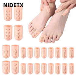 2Pcs=1Pair Silicone Separator Breathable Protector Gel Covers Tube With Holes For Corns Calluses Blister Toe Bunion Spacer