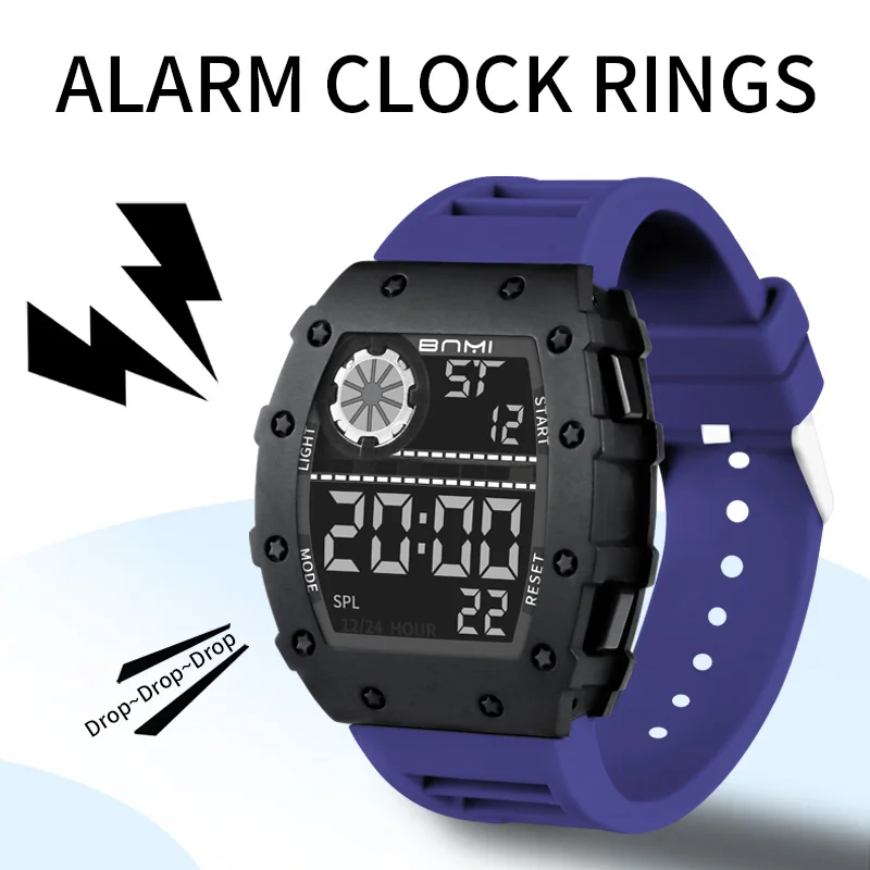 Minimalist Sports Watch Outdoor Waterproof Shockproof Watch For Man Stopwatch Alarm Clock Silicone Strap Electronic Watch