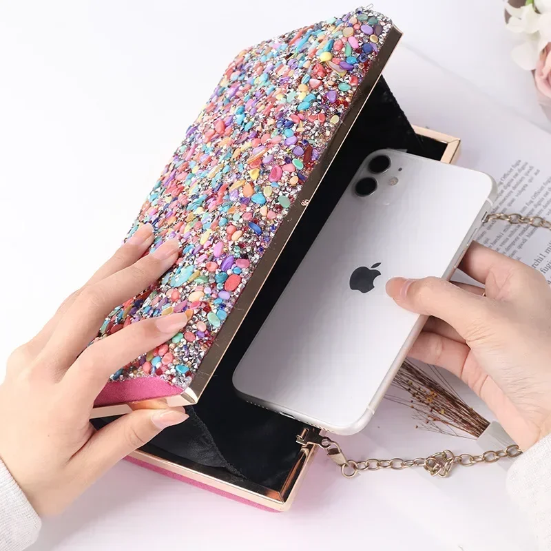 Pink Ladies Clutch Bag Women Evening Party Purse Shell Decoration Crossbody Bags Luxury Designer Multi-Color Handbag 2023