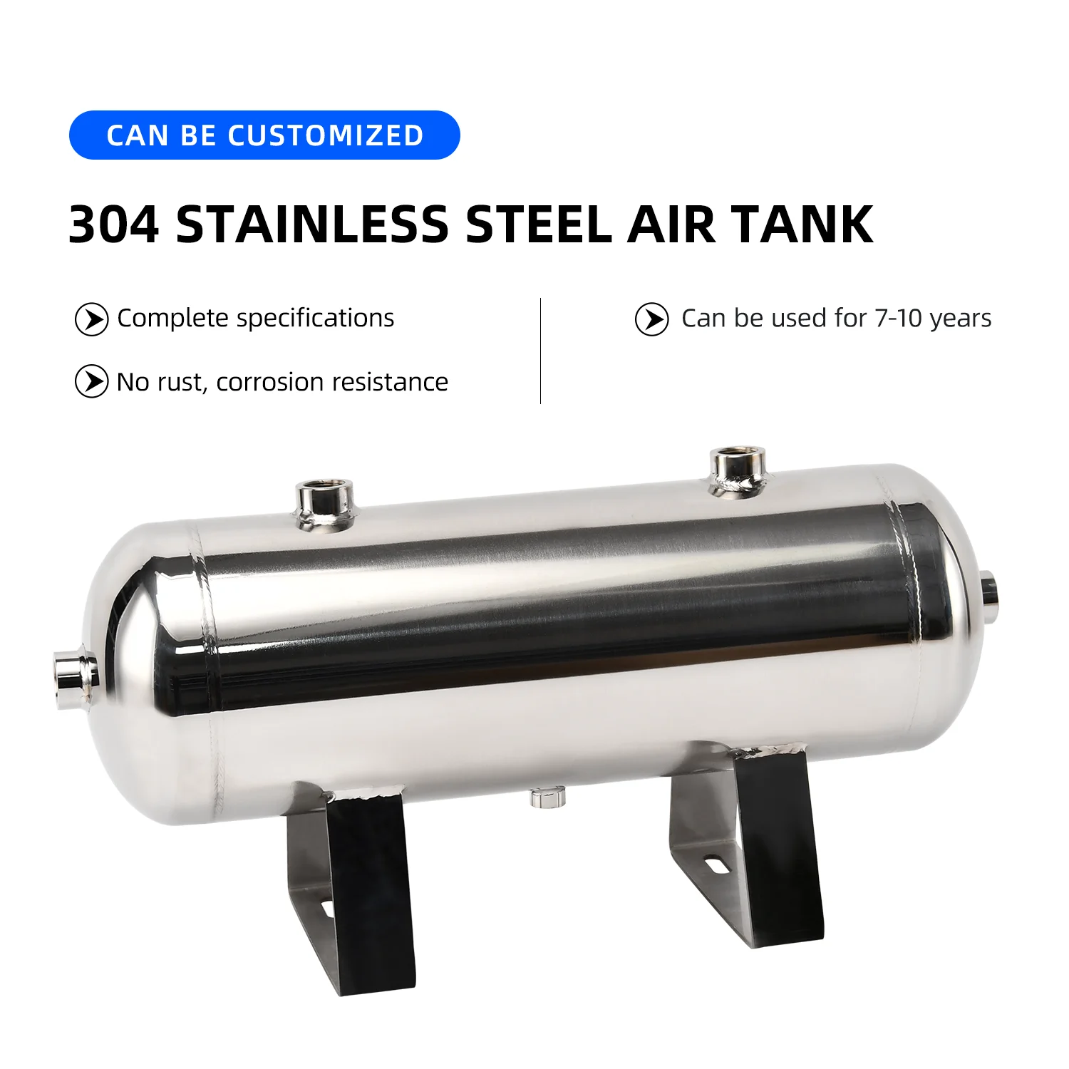 10L 304 Stainless Steel Air Storage Tank Vacuum Buffer Small Horizontal compression Tank