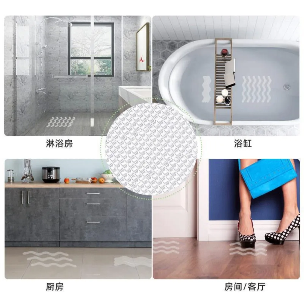 S-shaped Bathroom Anti-skid Pad PVC Wavy Tape Kitchen Floor Anti-skid Sticker Household Bathtub Staircase Self-adhesive Sticker