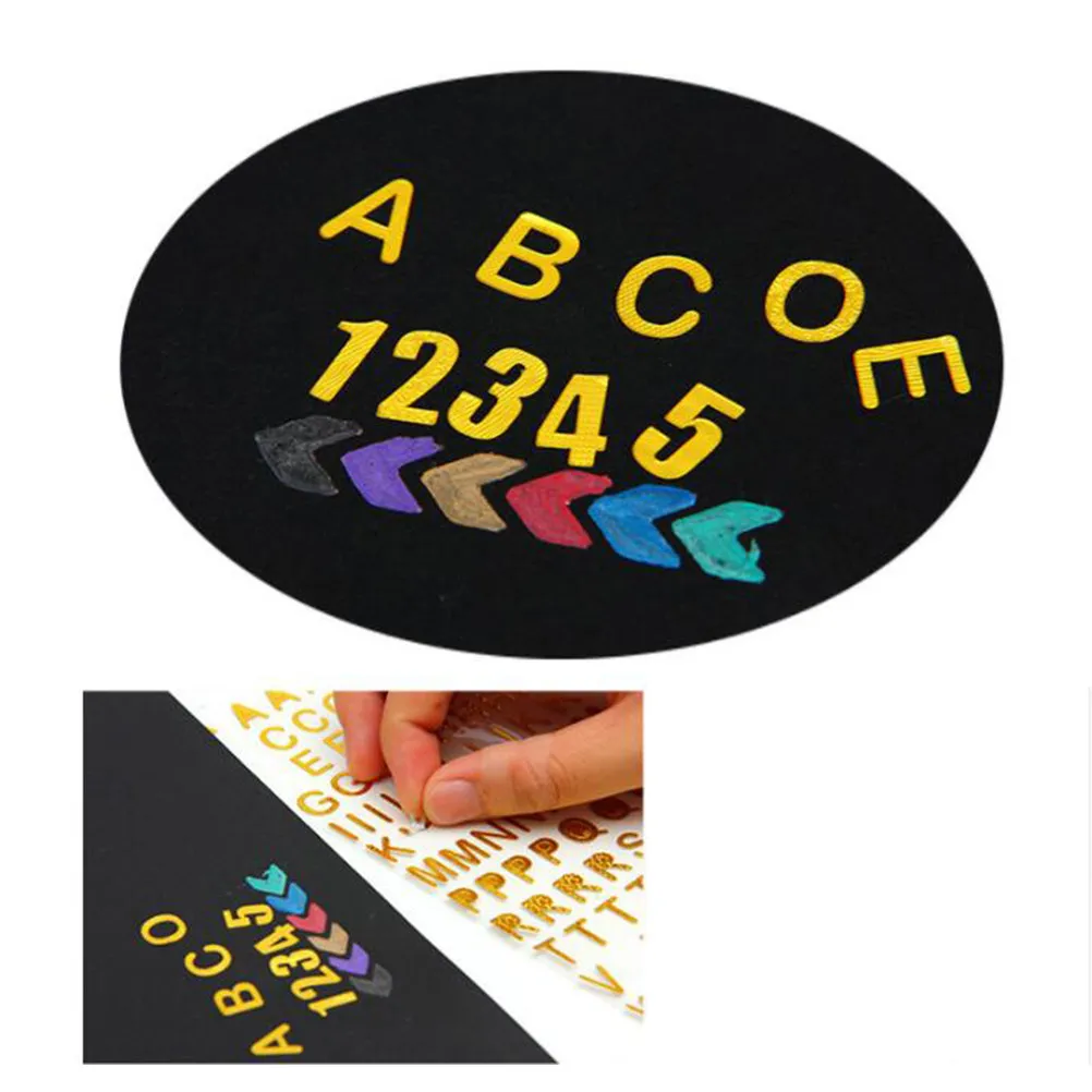 

6 Sheets Gold Foil Sticker Alphabet Number Stickers Easy Peel DIY Decorative Decals for Crafting Study Home Decoration