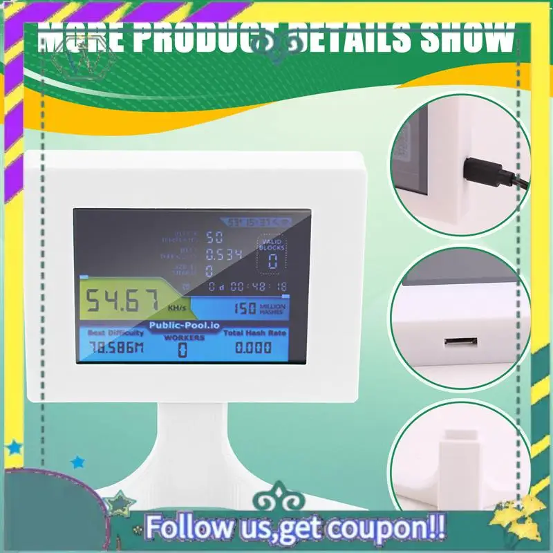 새로운 Nerdminer V2 56Kh/S 2.8 인치 LCD 디스플레이 Nerdminer Bitcoin Crypto Solo 복권 데스크 광부 Cryptocurrency Miner