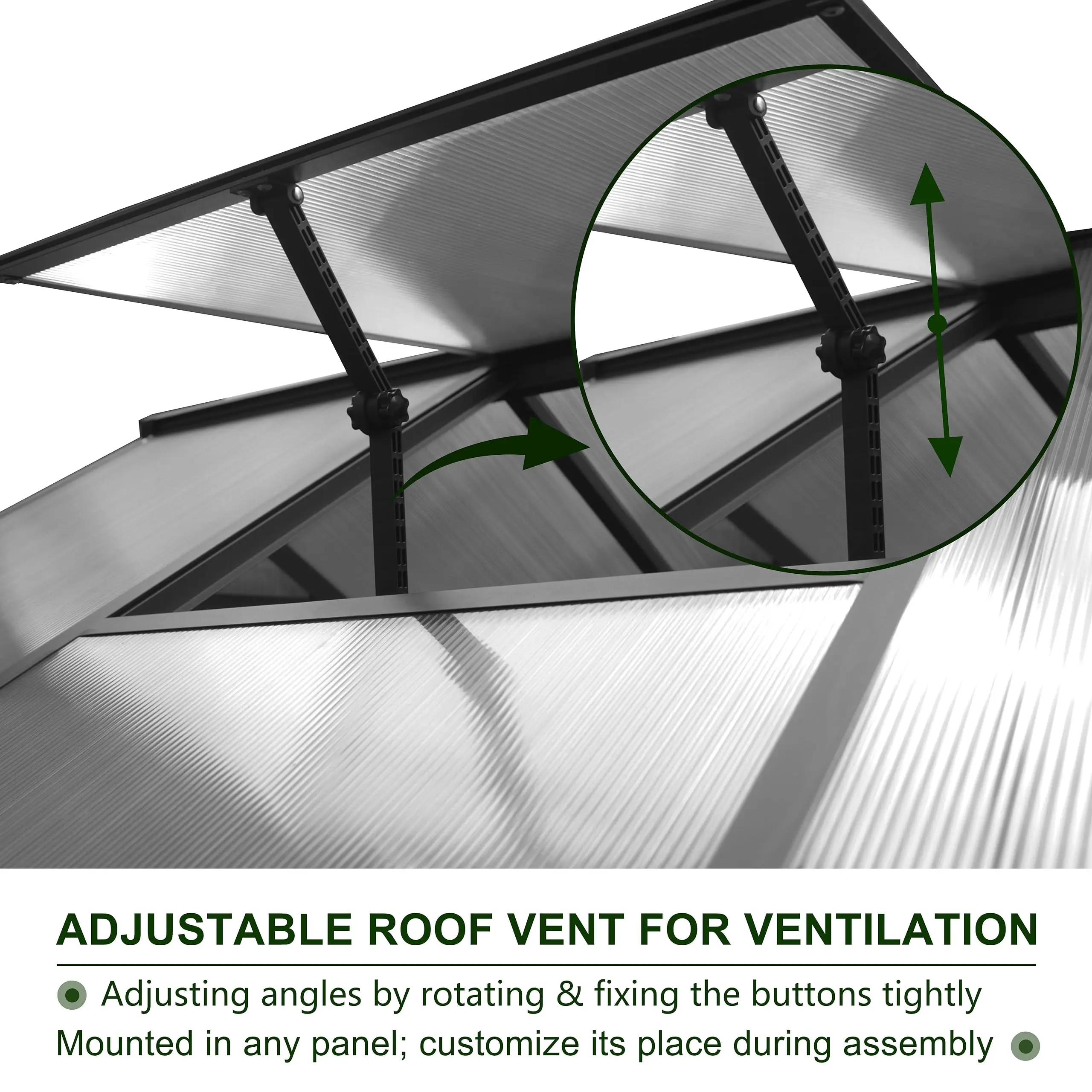 6x10FT Greenhouses for Outdoors, Aluminum Greenhouse with Adjustable Vents, Rivet Structure, Walk-in Green House with image 5