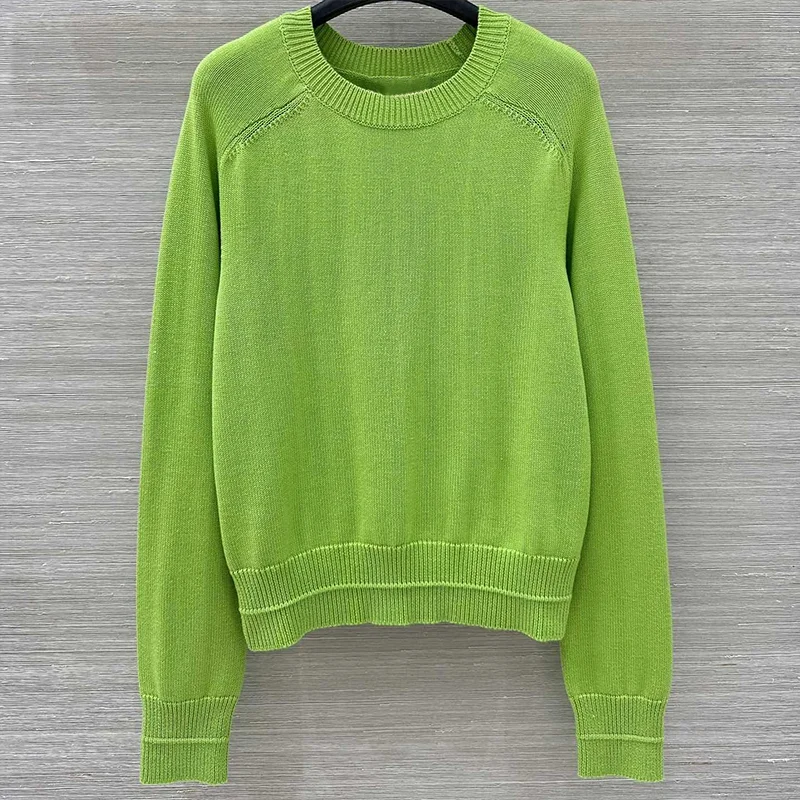 

Высококачественный трикотажный женский пуловер с вышитым логотипом - простая женская одежда 251223207